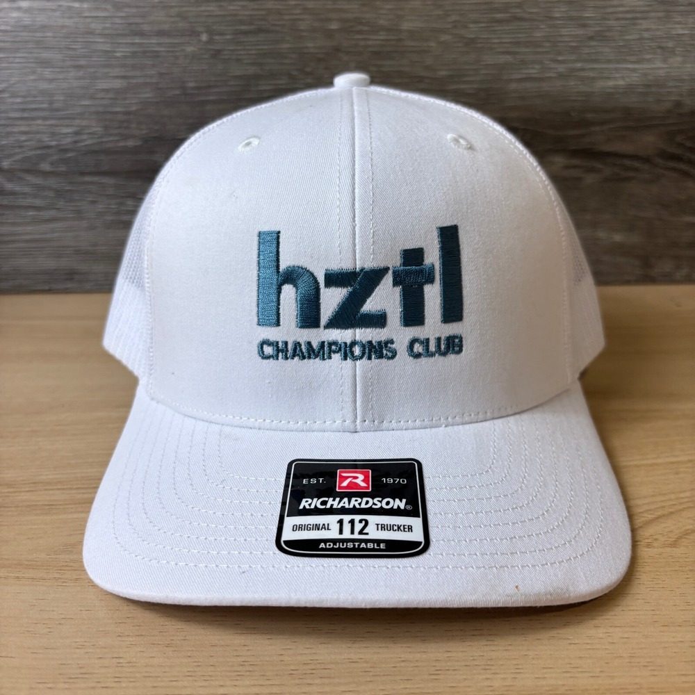 Horizontal Talent Hat‎ Cap Snap Back White Blue Champions Club Adjustable